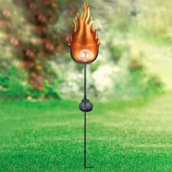 33472 LED-solcellelampe med metalflamme
