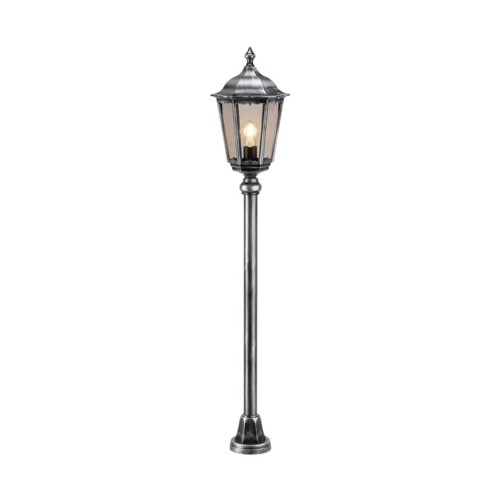 1113 vejlampe, trykstøbt aluminium, sort-sølv