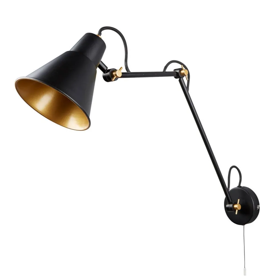 7403 væglampe med 3 led, sort, guld