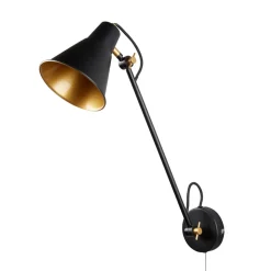 6302 væglampe, metal, sort, guld