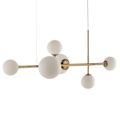 Affjedringslampe Dione, 6 lyskilder, gylden
