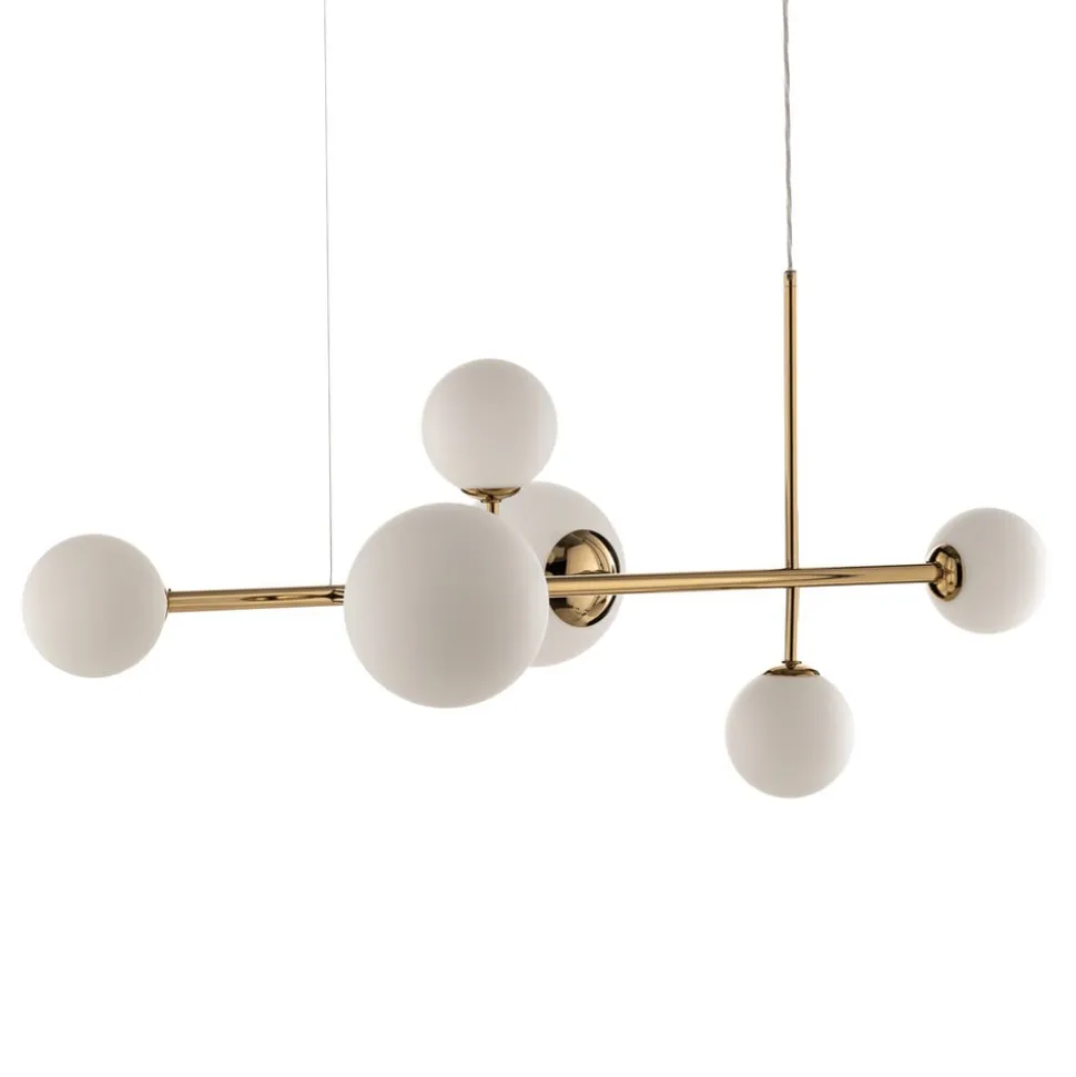 Affjedringslampe Dione, 6 lyskilder, gylden