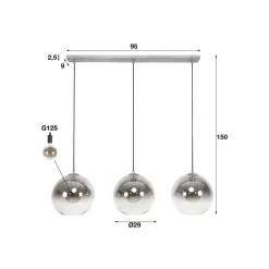 Allessandra hængelampe, 3 lyskilder, Ø 29 cm, røgfarvet grå, glas