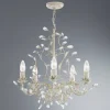 Almandite lysekrone, 5 lyskilder, creme, guld