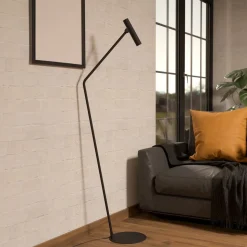 Almudaina LED-gulvlampe, sort, højde 157 cm, stål