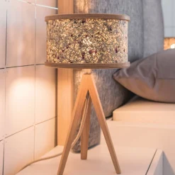 ALMUT 2610 bordlampe, hø med røde rosenblade