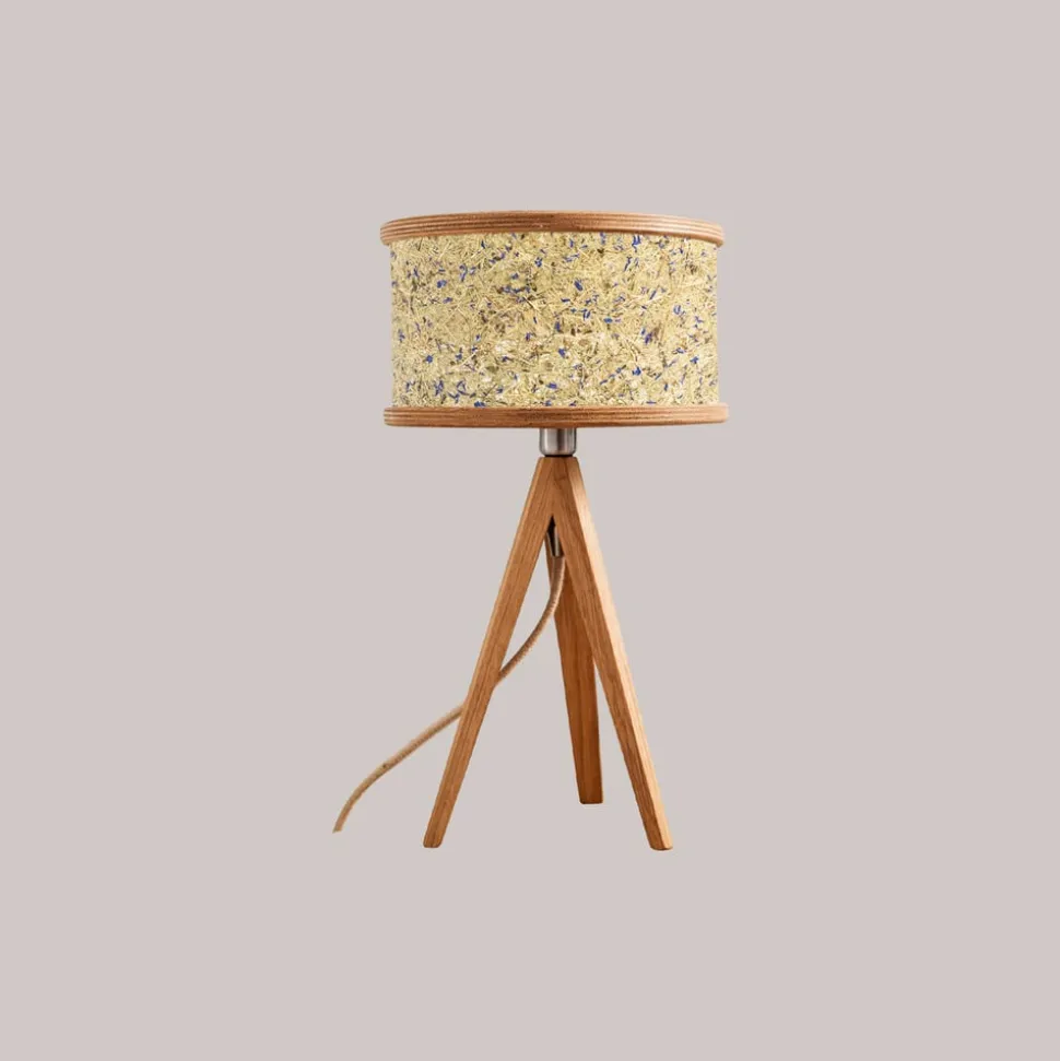 ALMUT 2610-bordlampe, hø med blå kornblomster