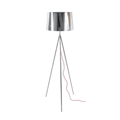 Aluminor Tropic gulvlampe, krom, rødt kabel