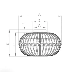 Amsfield loftlampe af bambus, oval