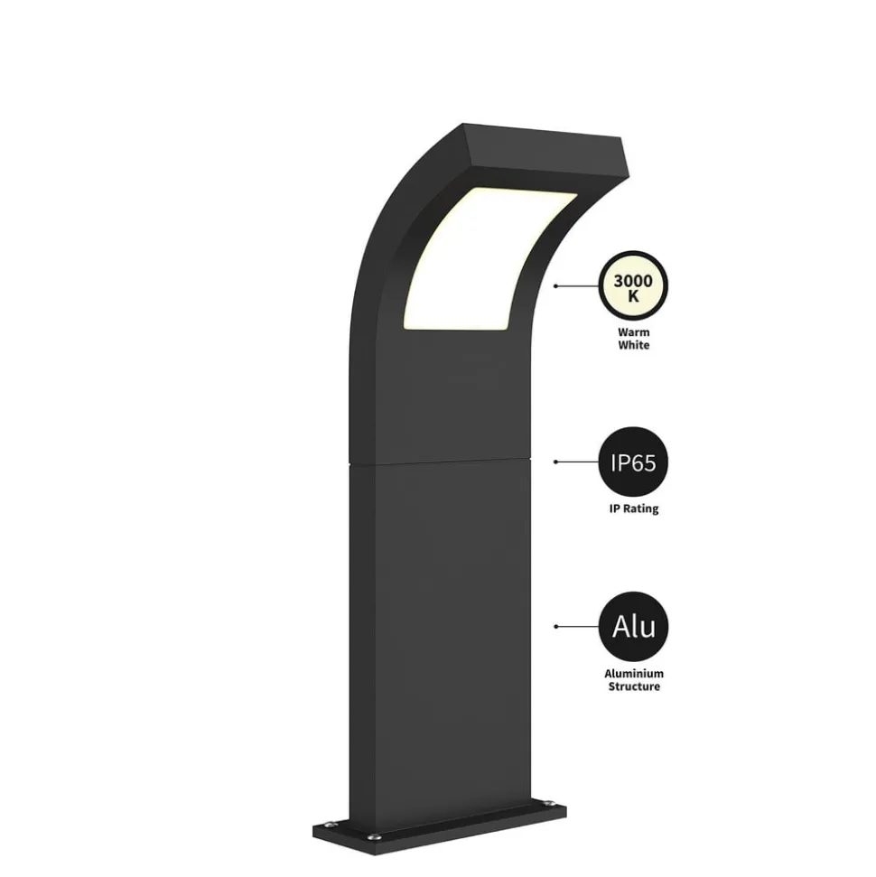 Arcchio Advik LED-vejlampe, IP65, 60 cm, antracit, metal