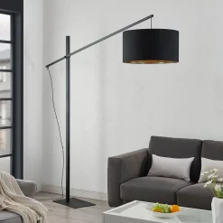 Arcchio buelampe Mossa, 200 cm, sort-guld, tekstil