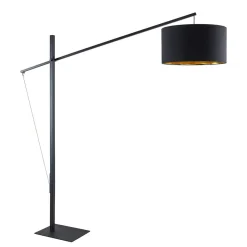Arcchio buelampe Mossa, 200 cm, sort-guld, tekstil