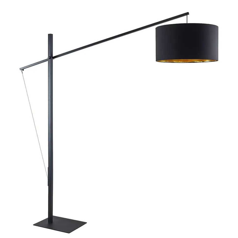 Arcchio buelampe Mossa, 200 cm, sort-guld, tekstil