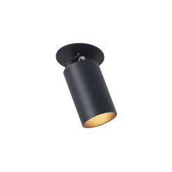 Arcchio Davin indbygningsspot, cylinder, sort