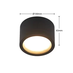Arcchio downlight Nieva, GX53, sort, rund, Ø 10cm, metal
