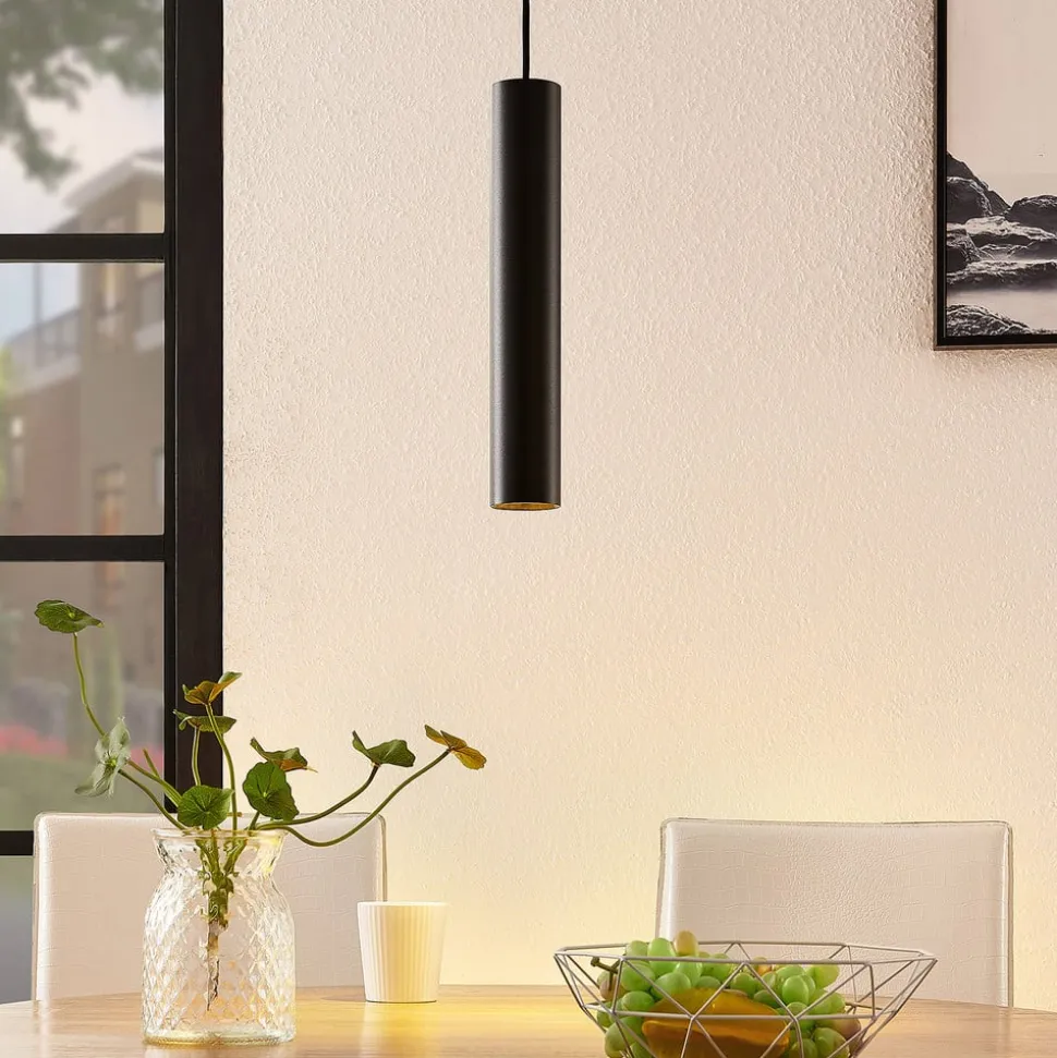 Arcchio Ejona pendellampe, højde 35 cm, sort, aluminium