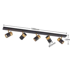 Arcchio Evaro spot, guldring bagtil, 5 lyskilder