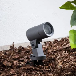 Arcchio Hemmani spot med jordspyd, højde 35 cm, antracit, aluminium