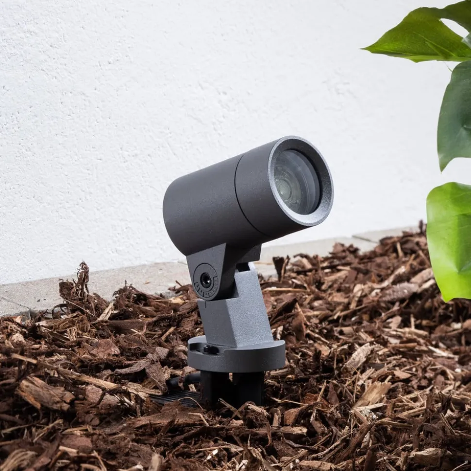 Arcchio Hemmani spot med jordspyd, højde 35 cm, antracit, aluminium