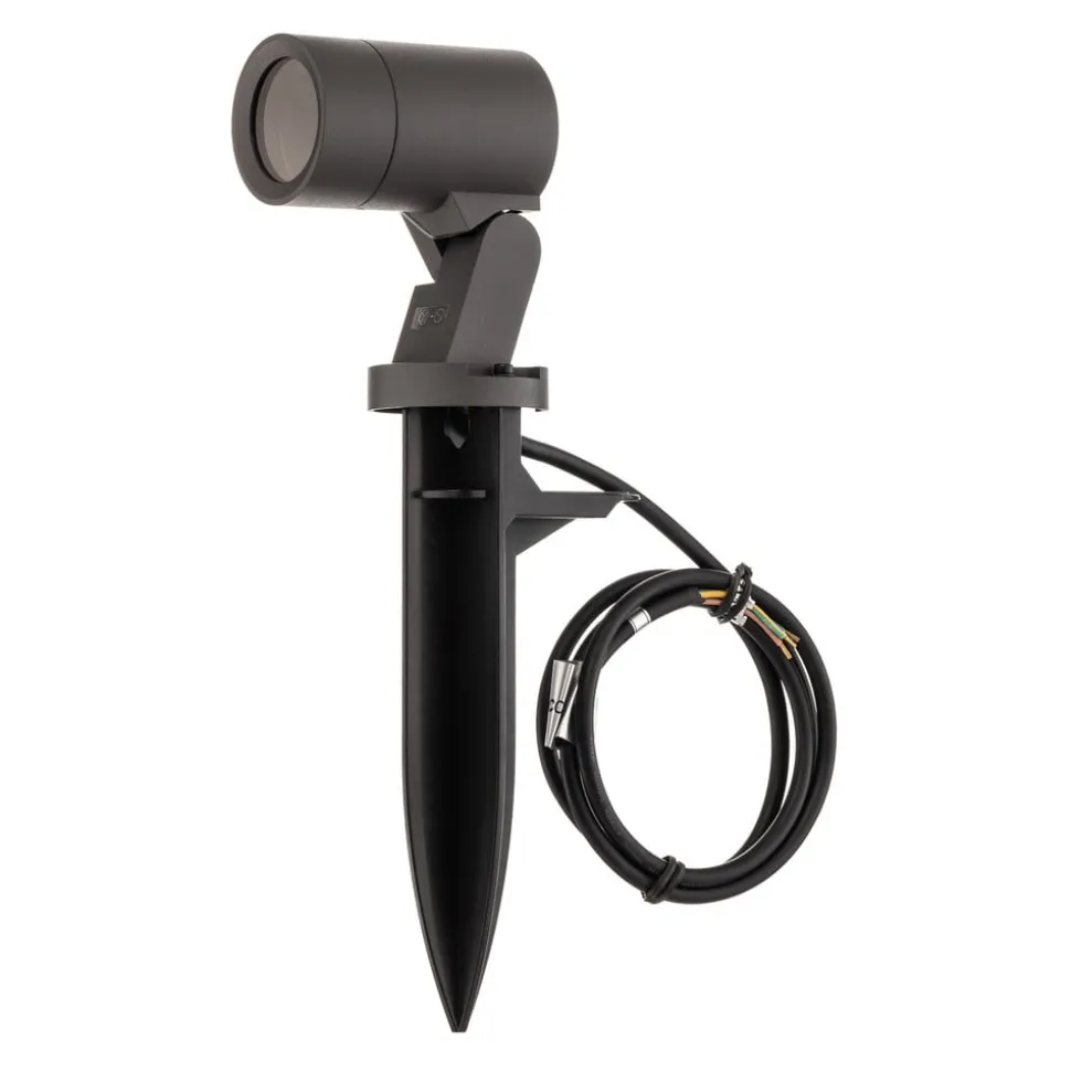 Arcchio Hemmani spot med jordspyd, højde 35 cm, antracit, aluminium