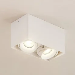 Arcchio Kubika downlight, 19 cm, hvid, 2 lyskilder, metal