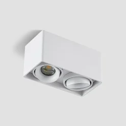 Arcchio Kubika downlight, 19 cm, hvid, 2 lyskilder, metal