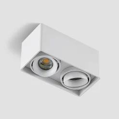 Arcchio Kubika downlight, 19 cm, hvid, 2 lyskilder, metal