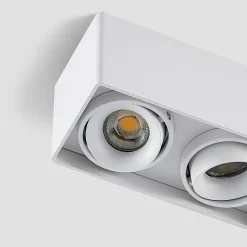 Arcchio Kubika downlight, 19 cm, hvid, 2 lyskilder, metal