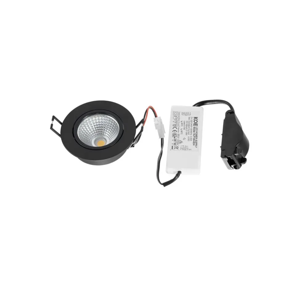 Arcchio LED-downlight Zarik, sort, 4.000K