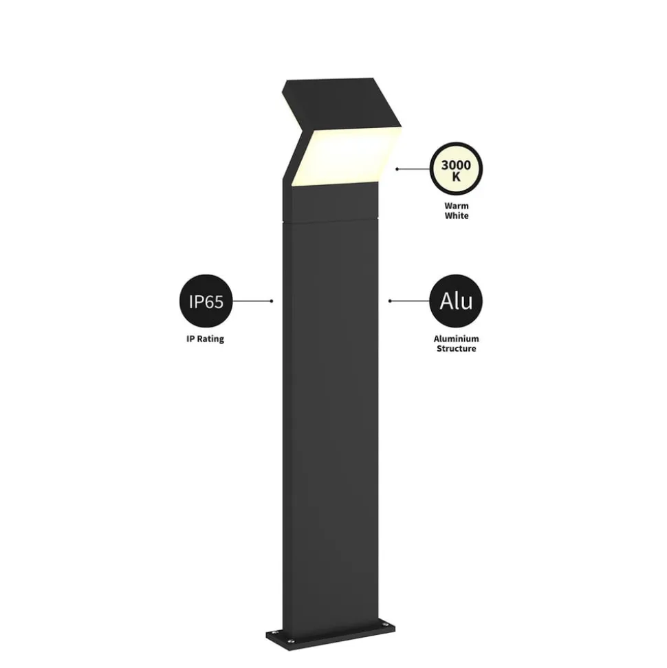 Arcchio LED-gadelampe Havin, antracit, metal, 100 cm