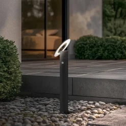 Arcchio LED-gadelampe Tovio, antracit,, Ø 24cm, sensor