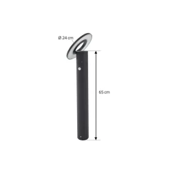Arcchio LED-gadelampe Tovio, antracit,, Ø 24cm, sensor