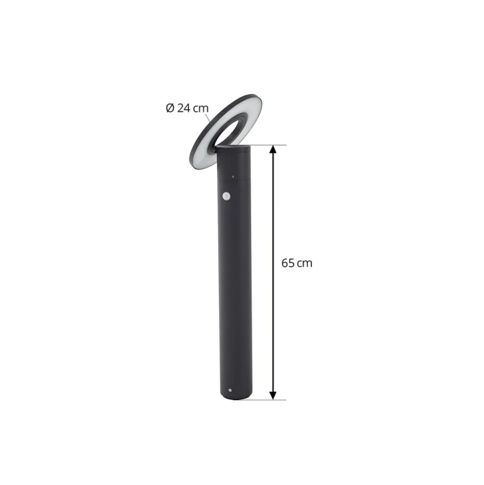 Arcchio LED-gadelampe Tovio, antracit,, Ø 24cm, sensor