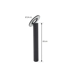 Arcchio LED-gadelampe Tovio, antracit, Ø24cm