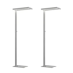 Arcchio LED-gulvlampe Logan Basic, sæt med 2, sølv, 6000 lm
