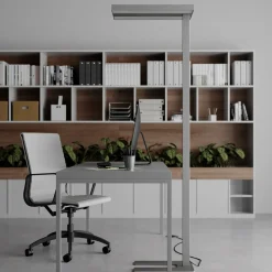 Arcchio LED-gulvlampe Logan Basic, sæt med 2, sølv, 6000 lm