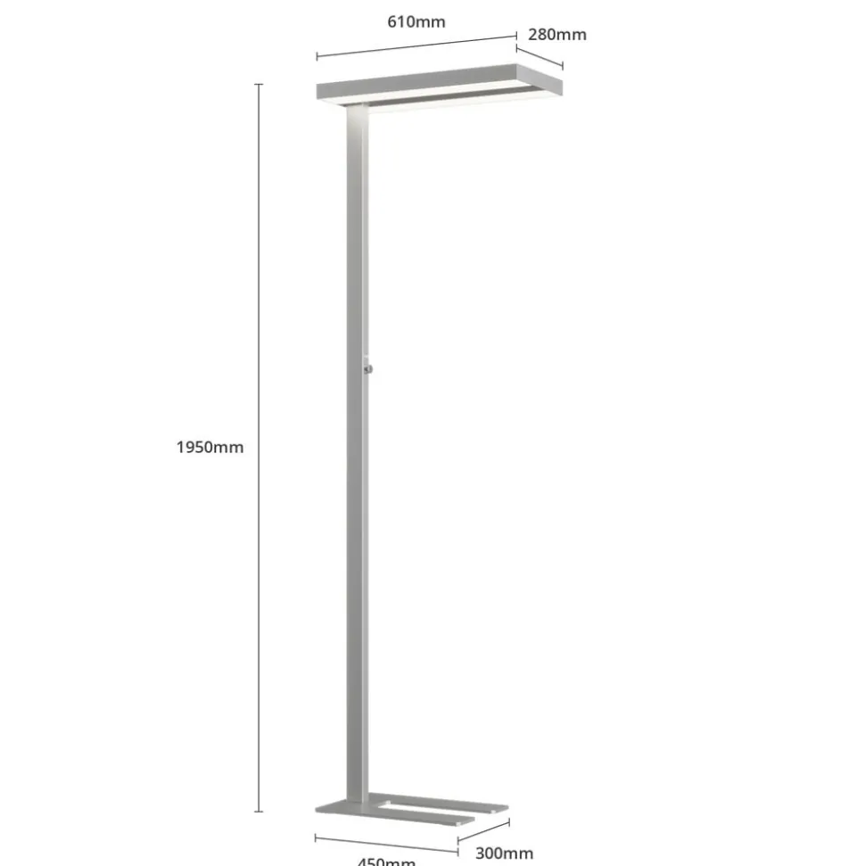 Arcchio LED-gulvlampe Logan Basic, sølv, 6.000 lm, dæmpbar