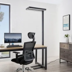 Arcchio LED-gulvlampe Logan Pro, sort, sensor, dæmpbar