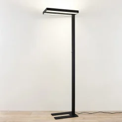 Arcchio LED-gulvlampe Logan Pro, sort, sensor, dæmpbar