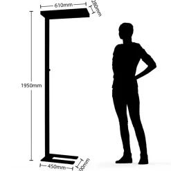 Arcchio LED-gulvlampe Logan Pro, sort, sensor, dæmpbar