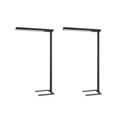 Arcchio LED-gulvlampe til kontor Susi, sæt med 2, sort, sensor