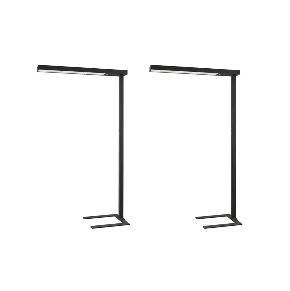 Arcchio LED-gulvlampe til kontor Susi, sæt med 2, sort, sensor