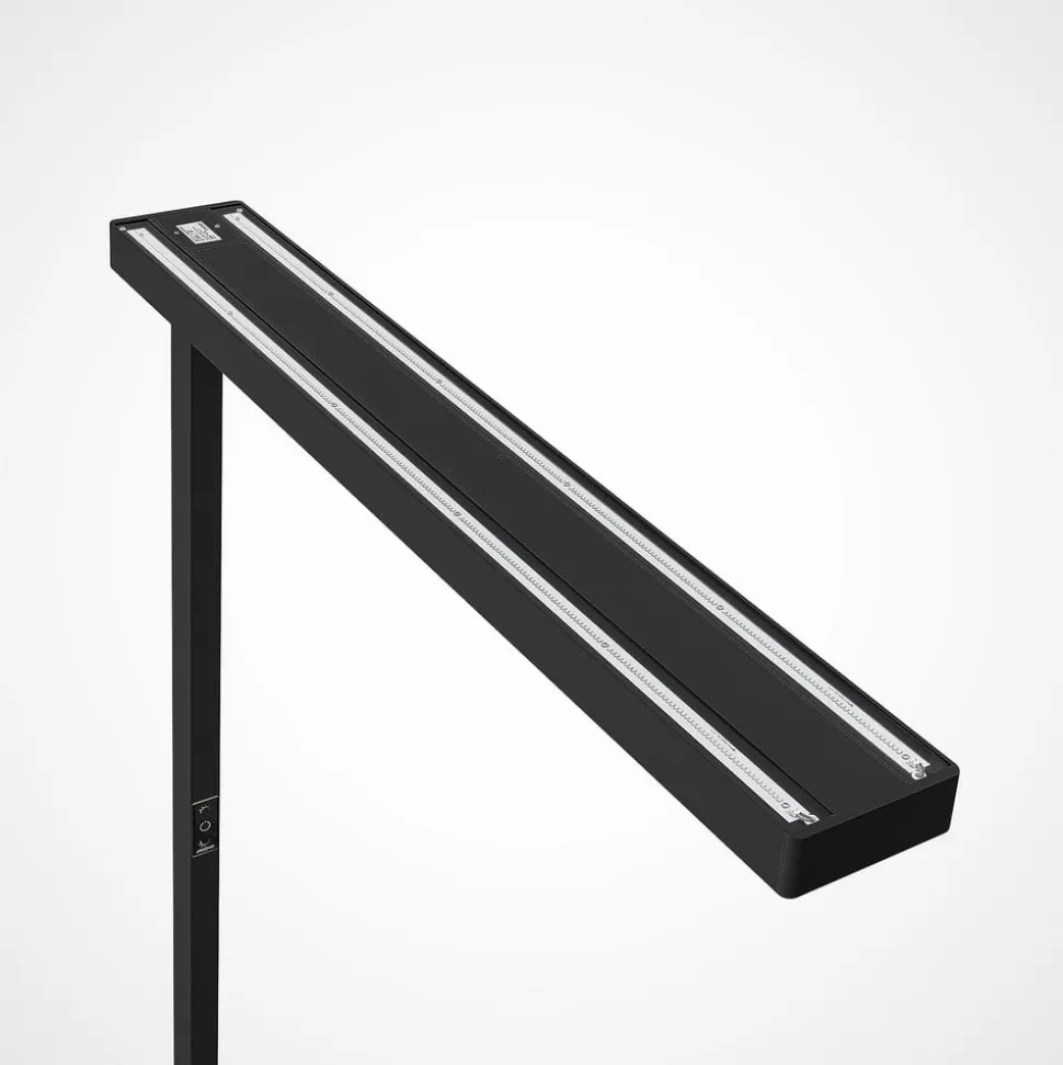 Arcchio LED-gulvlampe til kontor Susi, sæt med 2, sort, sensor