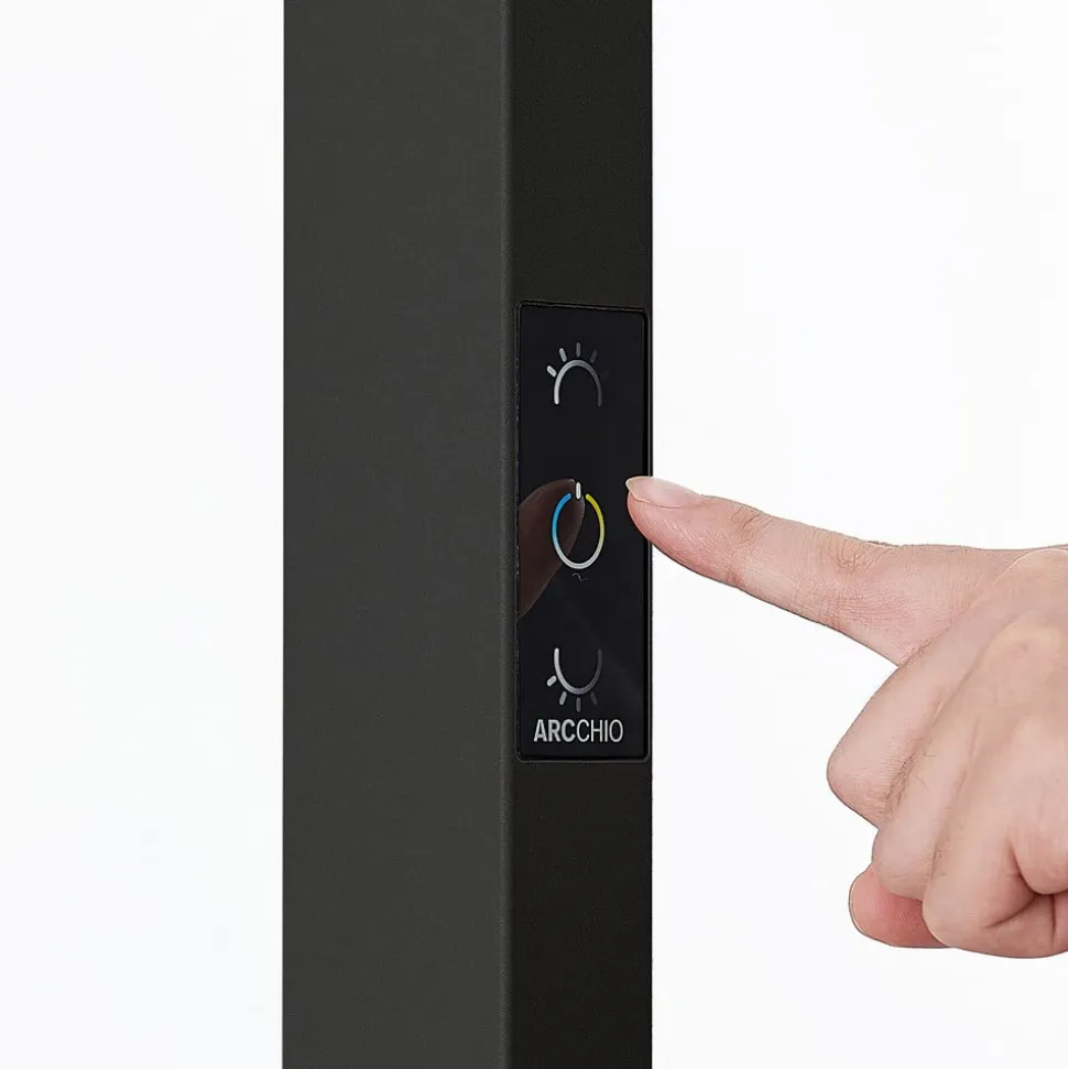 Arcchio LED-gulvlampe til kontor Susi, sæt med 2, sort, sensor