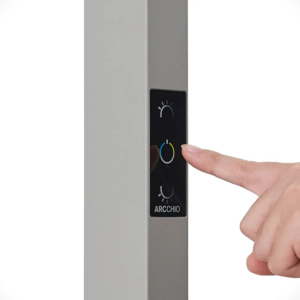 Arcchio LED-gulvlampe til kontor Susi, sølv, sensor, dæmper, CCT
