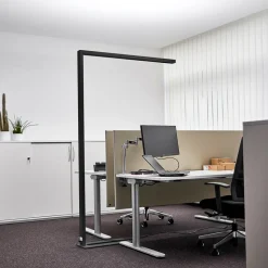 Arcchio LED-gulvlampe til kontor Jolinda, sæt med 2, sort, 4.000K