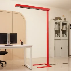 Arcchio LED-gulvlampe til kontor Susi, rød, sensor, berøringsdæmper