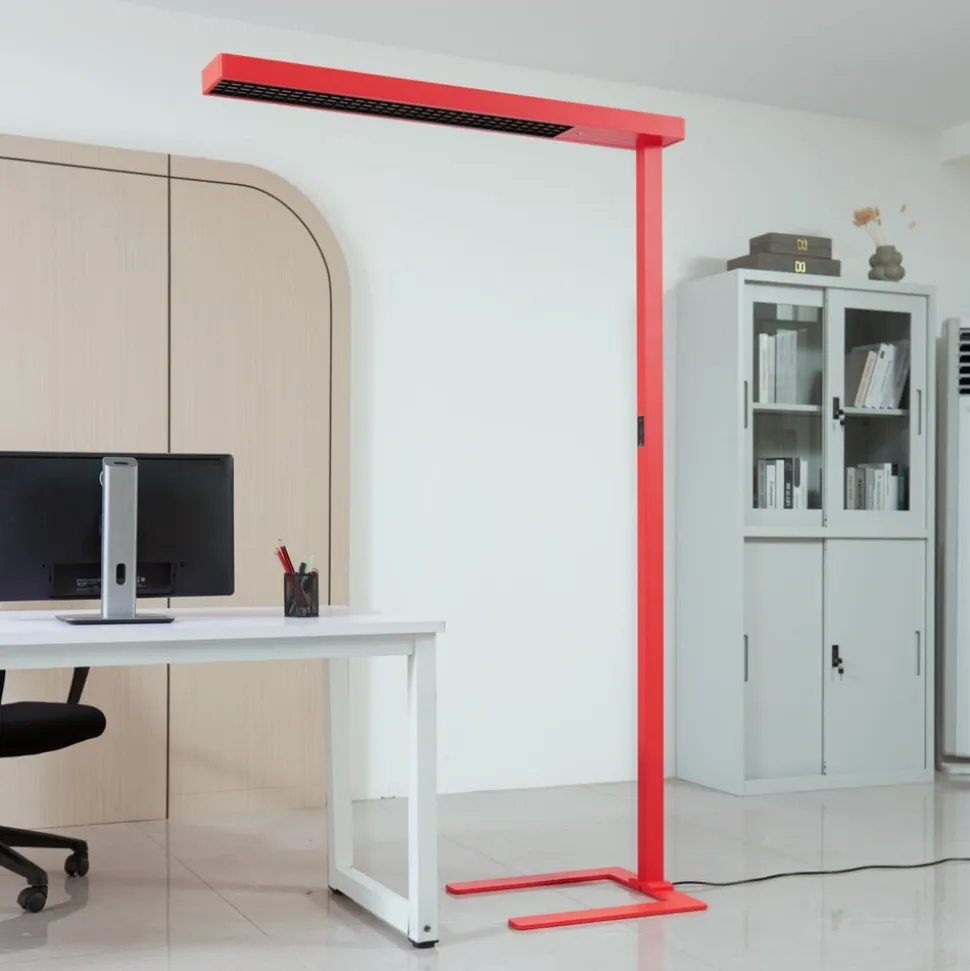 Arcchio LED-gulvlampe til kontor Susi, rød, sensor, berøringsdæmper