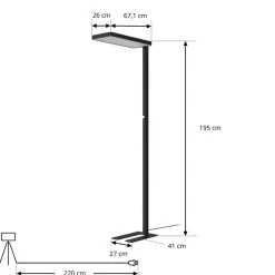 Arcchio LED-gulvlampe Timon, 54W, sort, højde 195 cm