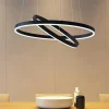 Arcchio LED-hængelampe Albiona, sort, 2 ringe, Ø 60 cm